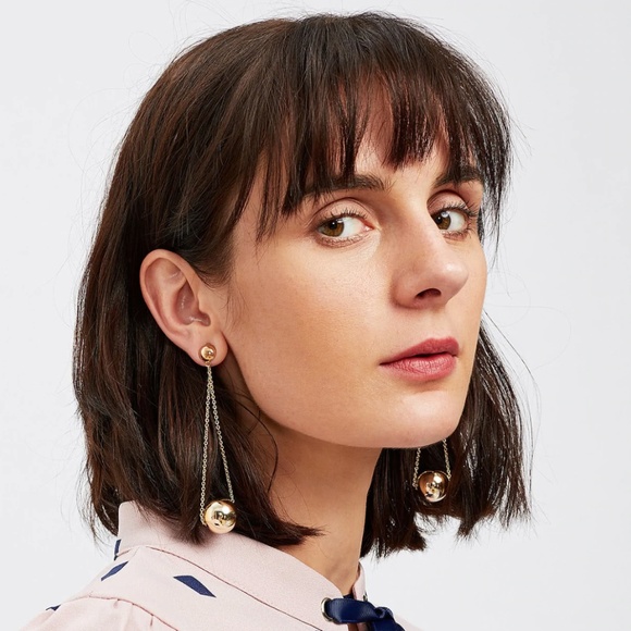 Jewelry - NWT Metal Gold Ball Minimalist Drop Earrings
